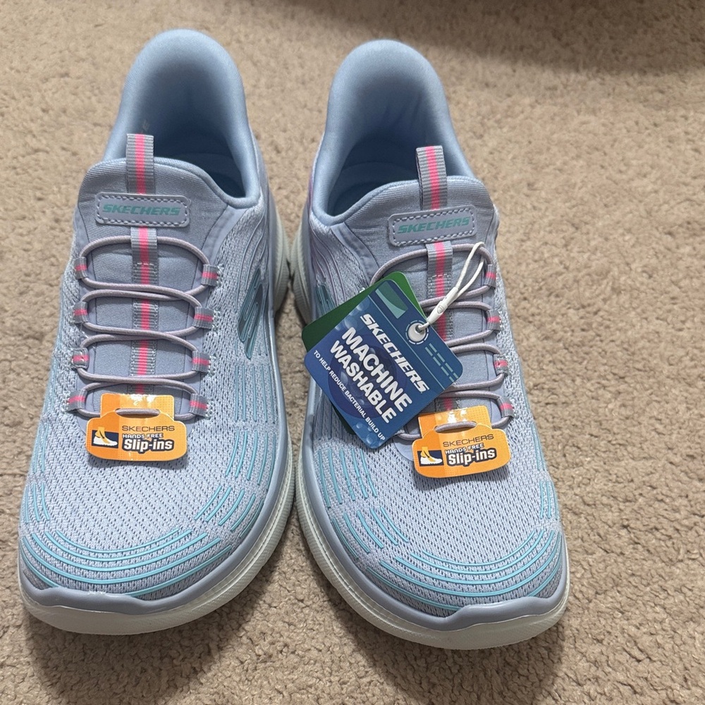 Skechers Blue and Pink Slip-On Sneakers